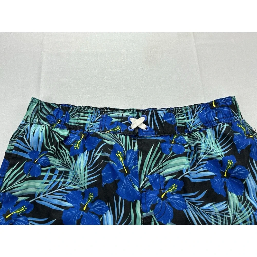 Revolution Boys XL 16/18 Swim Trunks Blue Tropical Hibiscus Floral Board Shorts